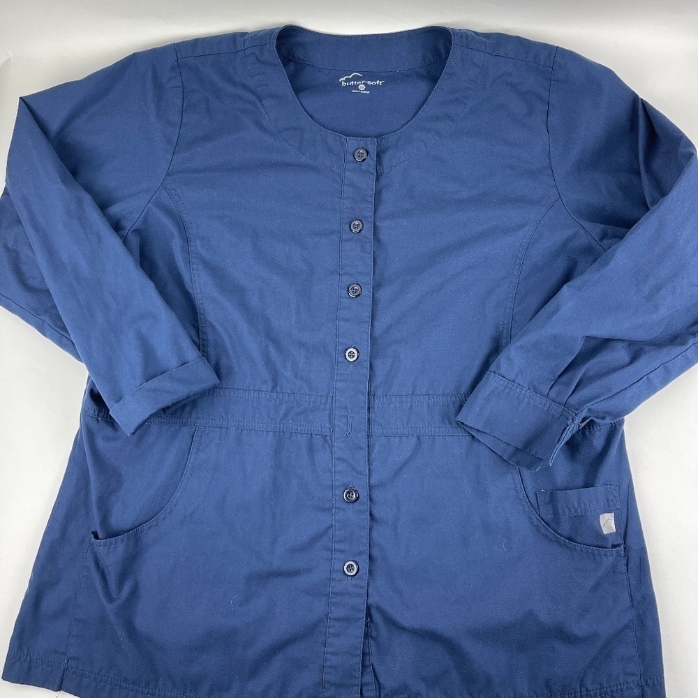 Butter Soft Button Up Shirt Womens 2X Blue Long Sleeve